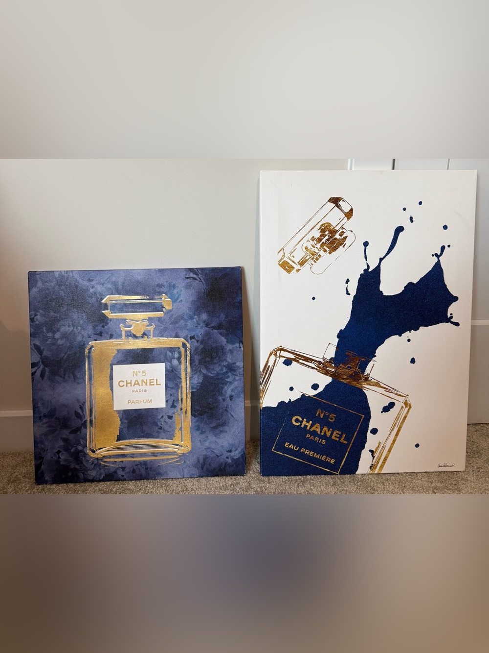 CHANEL N°5 Canvas Pair in Navy Blue & Gold Accents